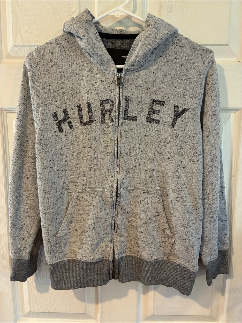Hurley Light Gray Boys Size Large Zip-Up Hoodie Sweater